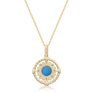 Savannah 14K Yellow Gold Round-Cut Arizona Turquoise Pendant