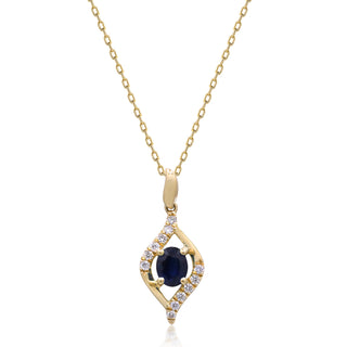 Addison 14K Yellow Gold Oval-Cut Blue Sapphire Pendant