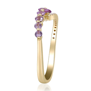 Naini 925 Sterling Silver Round-Cut Pink Sapphire Ring