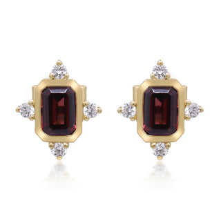 Gianna 14K Yellow Gold Emerald-Cut Garnet Earring