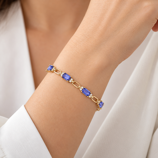 Ruth 14K Yellow Gold Emerald-Cut Tanzanite Bracelet