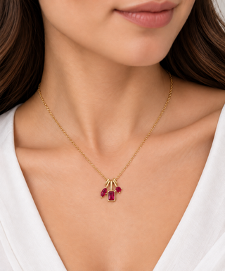 Amelie 14K Yellow Gold Emerald-Cut Mozambique Ruby Pendant
