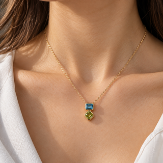 Valerie 14K Yellow Gold Cushion-Cut Swiss Blue Topaz Pendant