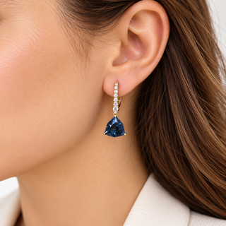 Abby 10K Yellow Gold Trillion-Cut Brazilian London Blue Topaz Earrings