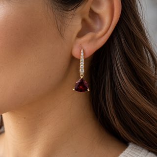 Abby 10K Yellow Gold Trillion-Cut Rhodolite Garnet Earrings