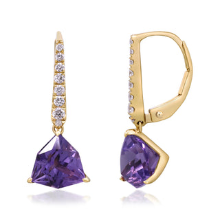 Abby 10K Yellow Gold Trillion-Cut Pink Amethyst Earrings
