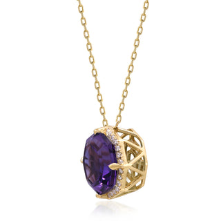Valerie 10K Yellow Gold Round-Cut Amethyst Pendant