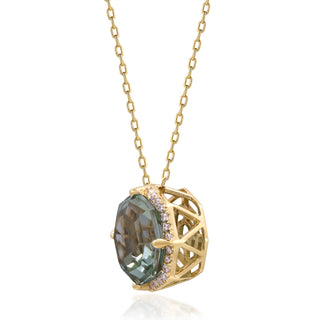 Valerie 10K Yellow Gold Round-Cut Green Amethyst Pendant