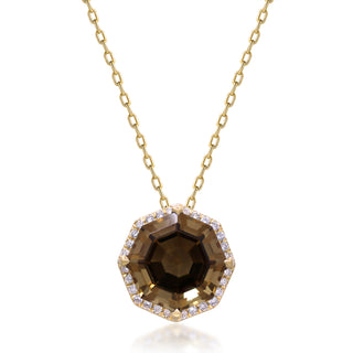 Valerie 10K Yellow Gold Round-Cut Whisky Quartz Pendant