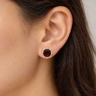 Amelie 10K Yellow Gold Round-Cut Garnet Earrings