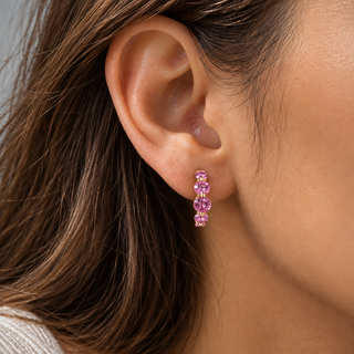 Abby 10K Yellow Gold Round-Cut Pink Sapphire Earrings