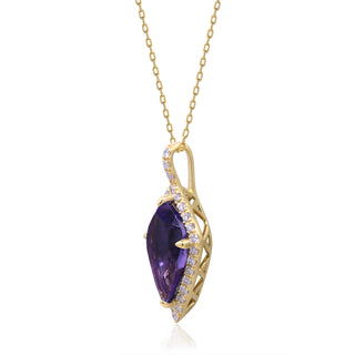 Valerie 10K Yellow Gold Pear-Cut Amethyst Pendant