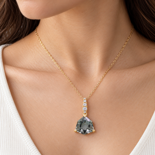 Abby 10K Yellow Gold Trillion-Cut Green Amethyst Pendant