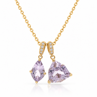 Abby 10K Yellow Gold Trillion-Cut Pink Amethyst Charms Pendant
