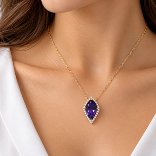 Valerie 10K Yellow Gold Pear-Cut Pink Amethyst Pendant