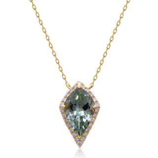 Valerie 10K Yellow Gold Pear-Cut Green Amethyst Pendant