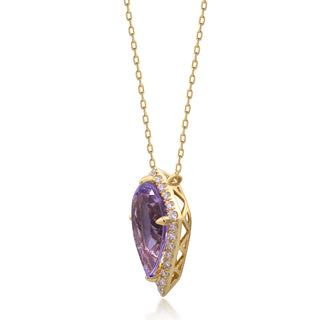 Valerie 10K Yellow Gold Pear-Cut Pink Amethyst Pendant