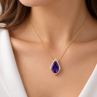 Valerie 10K Yellow Gold Pear-Cut Amethyst Pendant