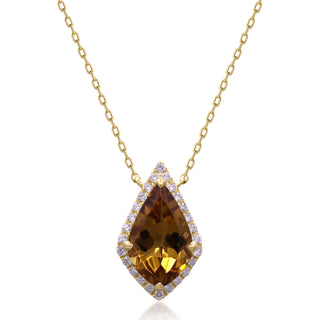 Valerie 10K Yellow Gold Pear-Cut Cognac Quartz Pendant