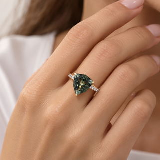 Valerie 10K Yellow Gold Trillion-Cut Green Amethyst Rings