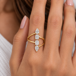 14K Yellow Gold Emerald-Cut LAB Grown Diamond Ring