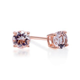 Naomi 10K Rose Gold Round-Cut Madagascar Morganite Earrings