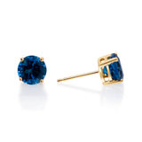 Alisson 14K Yellow Gold Round-Cut Brazilian London Blue Topaz Earring