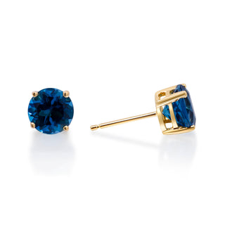 Alisson 14K Yellow Gold Round-Cut Brazilian London Blue Topaz Earring