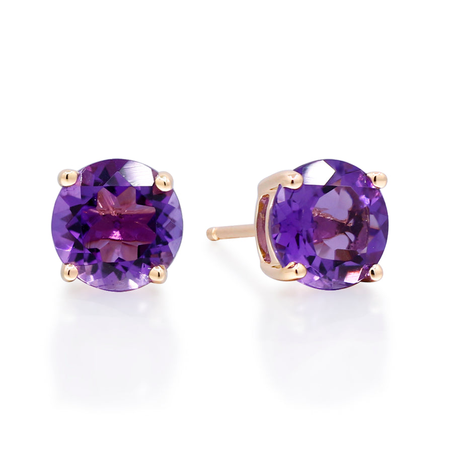 Clare 10K Yellow Gold Round-Cut Amethyst Earring
