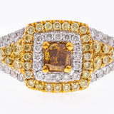 Maci 18K White Gold Cushion-Cut Yellow Diamond Ring