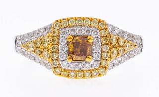 Maci 18K White Gold Cushion-Cut Yellow Diamond Ring