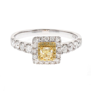 Stevie 18K Triple Tone Gold Cushion-Cut Yellow Diamond Ring