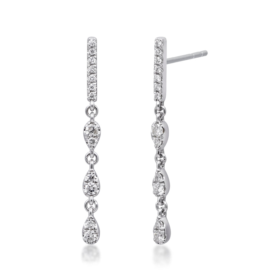 Hazel Round-Cut White Diamond Earrings in 14K White Gold