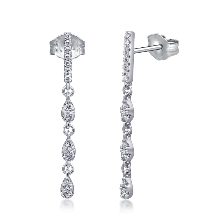 Hazel Round-Cut White Diamond Earrings in 14K White Gold