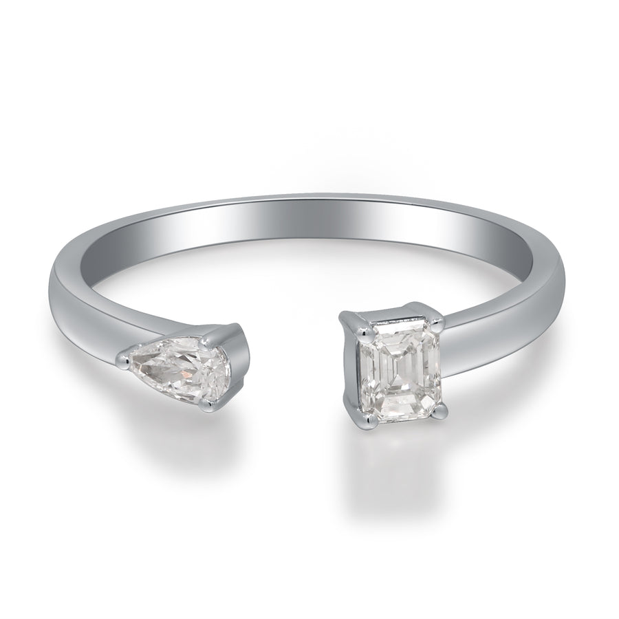 Amelia 10K White Gold Round-Cut White Diamond Ring