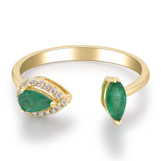 Calliope 10K Yellow Gold Pear-Cut Emerald Ring
