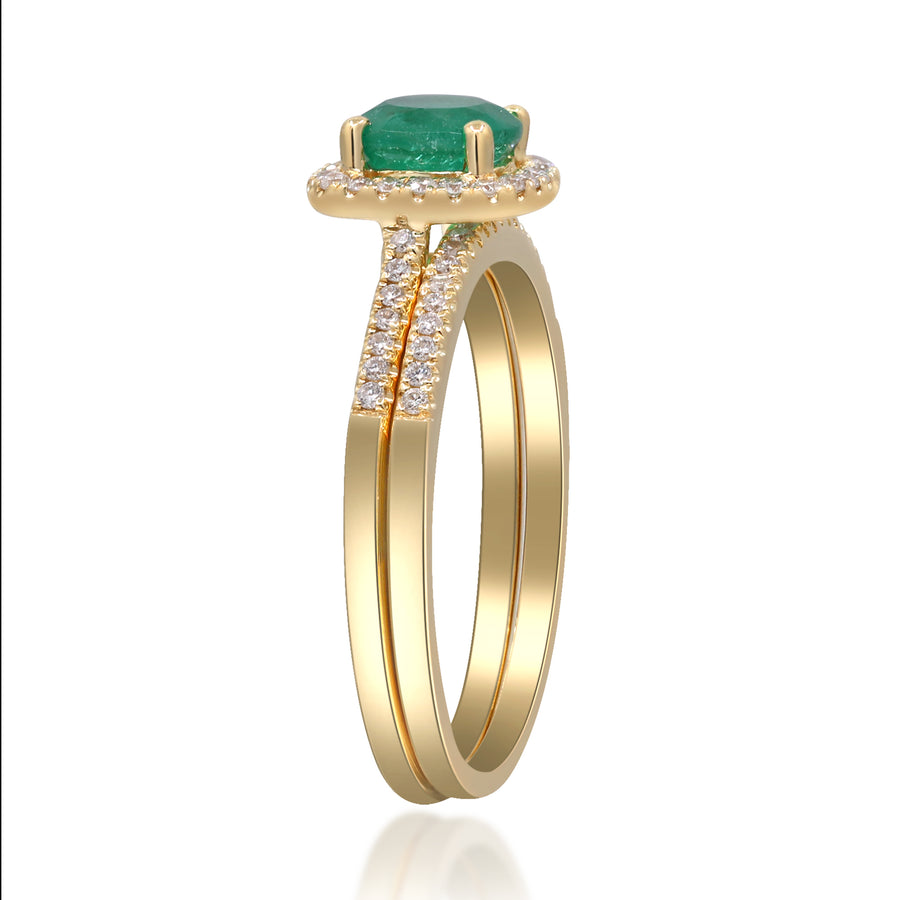 Amelia 14K Yellow Gold Cushion-Cut Emerald Ring