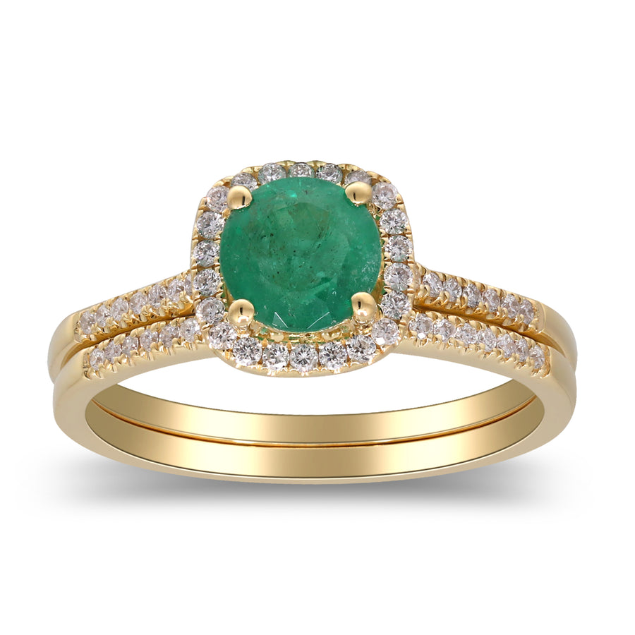 Amelia 14K Yellow Gold Cushion-Cut Emerald Ring