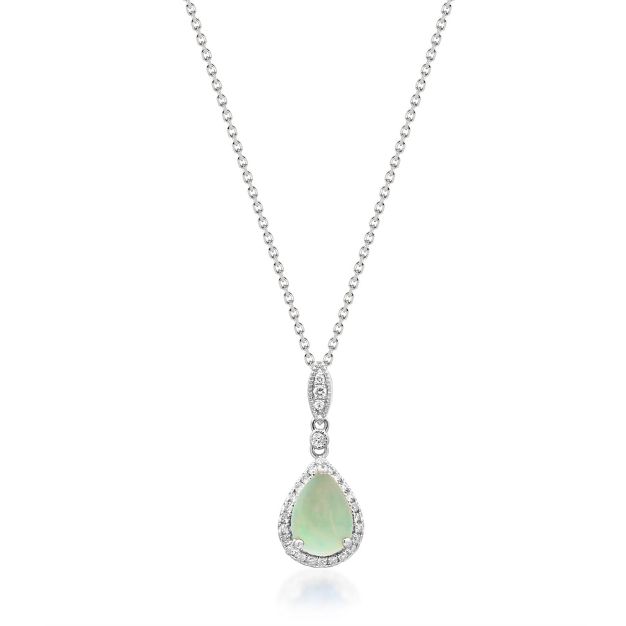 Layla 14K White Gold Pear-Cut Natural African Opal Pendant