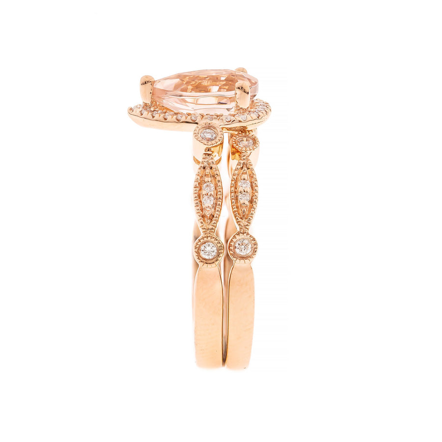 Gabriella 14K Rose Gold Pear-Cut Madagascar Morganite Ring