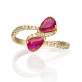 Frances 10K Yellow Gold Pear-Cut Mozambique Ruby Ring