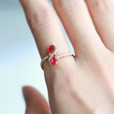 Frances 10K Yellow Gold Pear-Cut Mozambique Ruby Ring