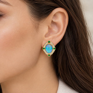 Maya 14K Yellow Gold Oval-Cut Ethiopian Opal Earrings