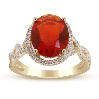 Esme 14K Yellow Gold Oval-Cut Mexican Fire Opal Ring
