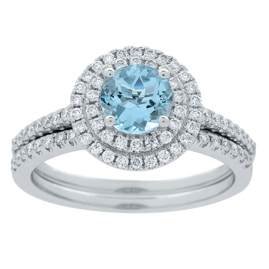 Adalynn 14K White Gold Round-Cut Aquamarine Ring