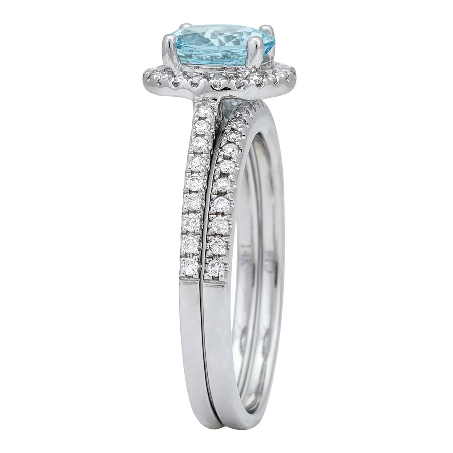 Amelia 14K White Gold Round-Cut Aquamarine Ring