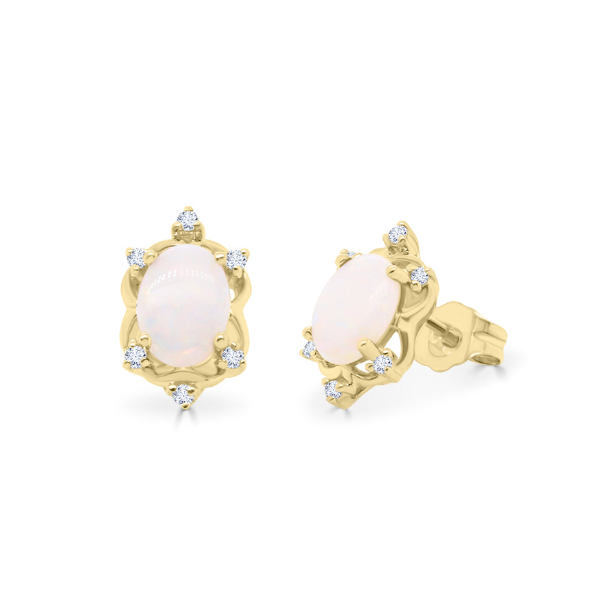Ami 10K Yellow Gold Oval-Shape Natural African Opal Earring