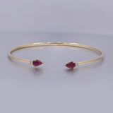 Ximena 10K Yellow Gold Pear-Cut Mozambique Ruby Bangle