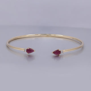 Ximena 10K Yellow Gold Pear-Cut Mozambique Ruby Bangle