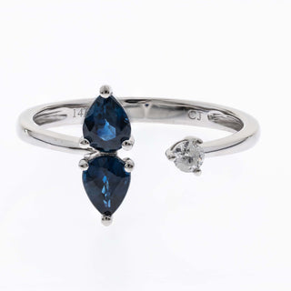 Denver 18K White Gold Pear-Cut Ceylon Blue Sapphire Ring
